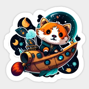 Riley the Red Panda but he's boat captain ready to plunder some treasure Sticker Sticker